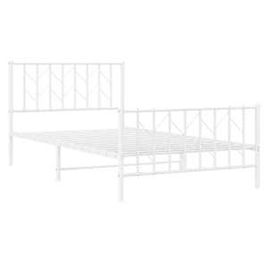 Kovový rám postele s hlavovým a nožním čelem bílý 107 x 203 cm - obrázek 4