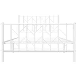 Kovový rám postele s hlavovým a nožním čelem bílý 107 x 203 cm - obrázek 5
