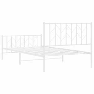 Kovový rám postele s hlavovým a nožním čelem bílý 107 x 203 cm - obrázek 7