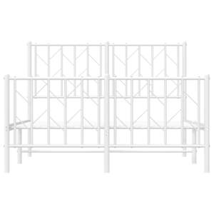 Kovový rám postele s hlavovým a nožním čelem bílý 120 x 190 cm - obrázek 5