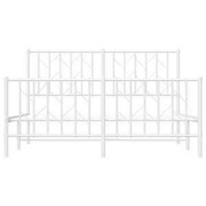 Kovový rám postele s hlavovým a nožním čelem bílý 135 x 190 cm - obrázek 5
