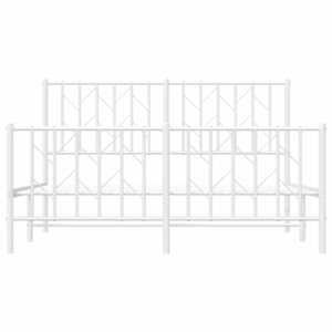 Kovový rám postele s hlavovým a nožním čelem bílý 140 x 190 cm - obrázek 5
