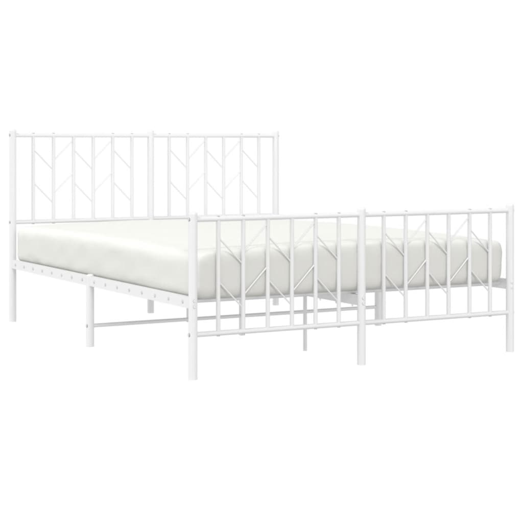vidaXL Bedframe met hoofd- en voeteneinde metaal wit 140x200 cm afbeelding
