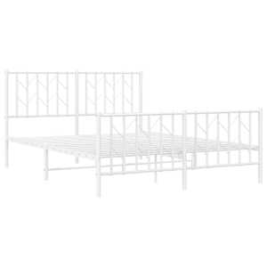 Kovový rám postele s hlavovým a nožním čelem bílý 140 x 200 cm - obrázek 4