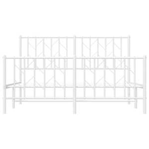 Kovový rám postele s hlavovým a nožním čelem bílý 140 x 200 cm - obrázek 5