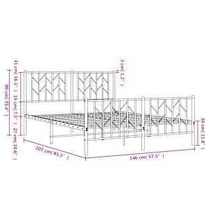 Kovový rám postele s hlavovým a nožním čelem bílý 140 x 200 cm - obrázek 10