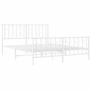 Kovový rám postele s hlavovým a nožním čelem bílý 150 x 200 cm - obrázek 4