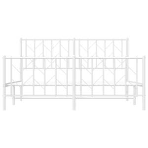 Kovový rám postele s hlavovým a nožním čelem bílý 150 x 200 cm - obrázek 6