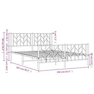 Kovový rám postele s hlavovým a nožním čelem bílý 150 x 200 cm - obrázek 11