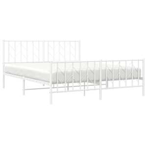 vidaXL Estructura cama sin colch&oacute;n con estribo metal blanco 160x200 cm