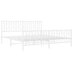 Kovový rám postele s hlavovým a nožním čelem bílý 180 x 200 cm - obrázek 4