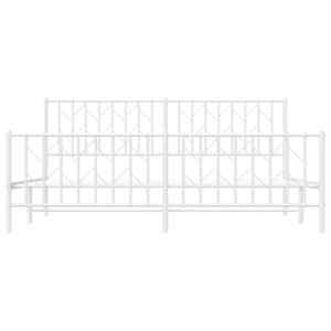 Kovový rám postele s hlavovým a nožním čelem bílý 180 x 200 cm - obrázek 5