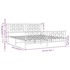 Kovový rám postele s hlavovým a nožním čelem bílý 180 x 200 cm - obrázek 10