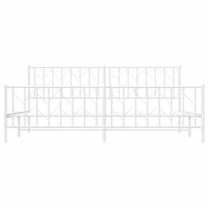 Kovový rám postele s hlavovým a nožním čelem bílý 200 x 200 cm - obrázek 5