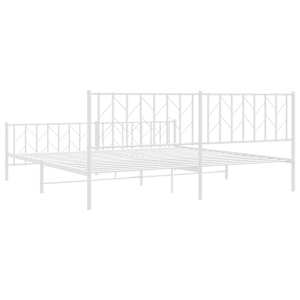 Kovový rám postele s hlavovým a nožním čelem bílý 200 x 200 cm - obrázek 7