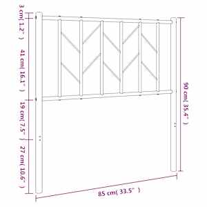 Kovové náhradní čelo postele bílé 80 cm - obrázek 7