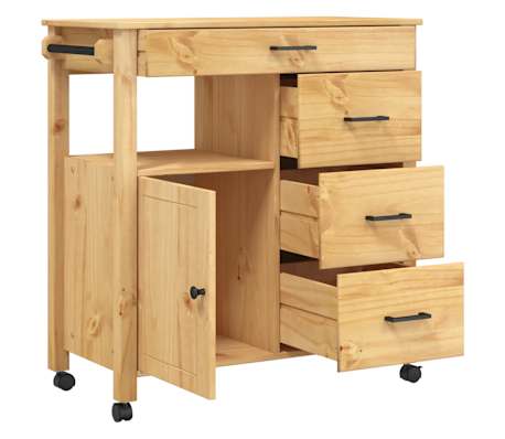 vidaXL Carrello da Cucina MONZA 84x40x90 cm in Legno Massello di Pino, Marrone vidaXL Carrello da Cucina MONZA 84x40x90 cm in Legno Massello di Pino
