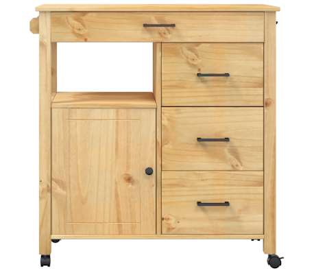 vidaXL Carrello da Cucina MONZA 84x40x90 cm in Legno Massello di Pino, Marrone vidaXL Carrello da Cucina MONZA 84x40x90 cm in Legno Massello di Pino
