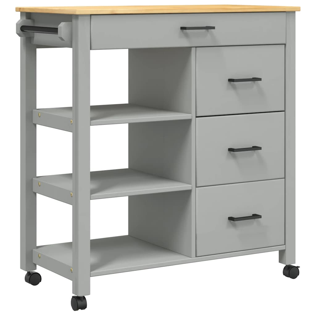 vidaXL Kuchyňský vozík MONZA 84 x 40 x 88,5 cm šedý masivní borové dřevo