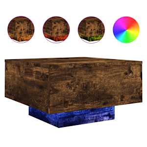 vidaXL kohvilaud LED-tuledega, suitsutatud tamm, 55 x 55 x 31 cm
