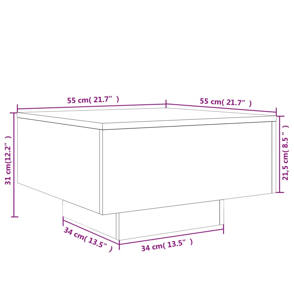 Konferenční stolek s LED osvětlením šedý sonoma 55 x 55 x 31 cm - obrázek 15