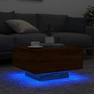 Konferenční stolek s LED osvětlením hnědý dub 55 x 55 x 31 cm - obrázek 4