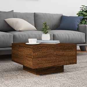 Konferenční stolek s LED osvětlením hnědý dub 55 x 55 x 31 cm - obrázek 5