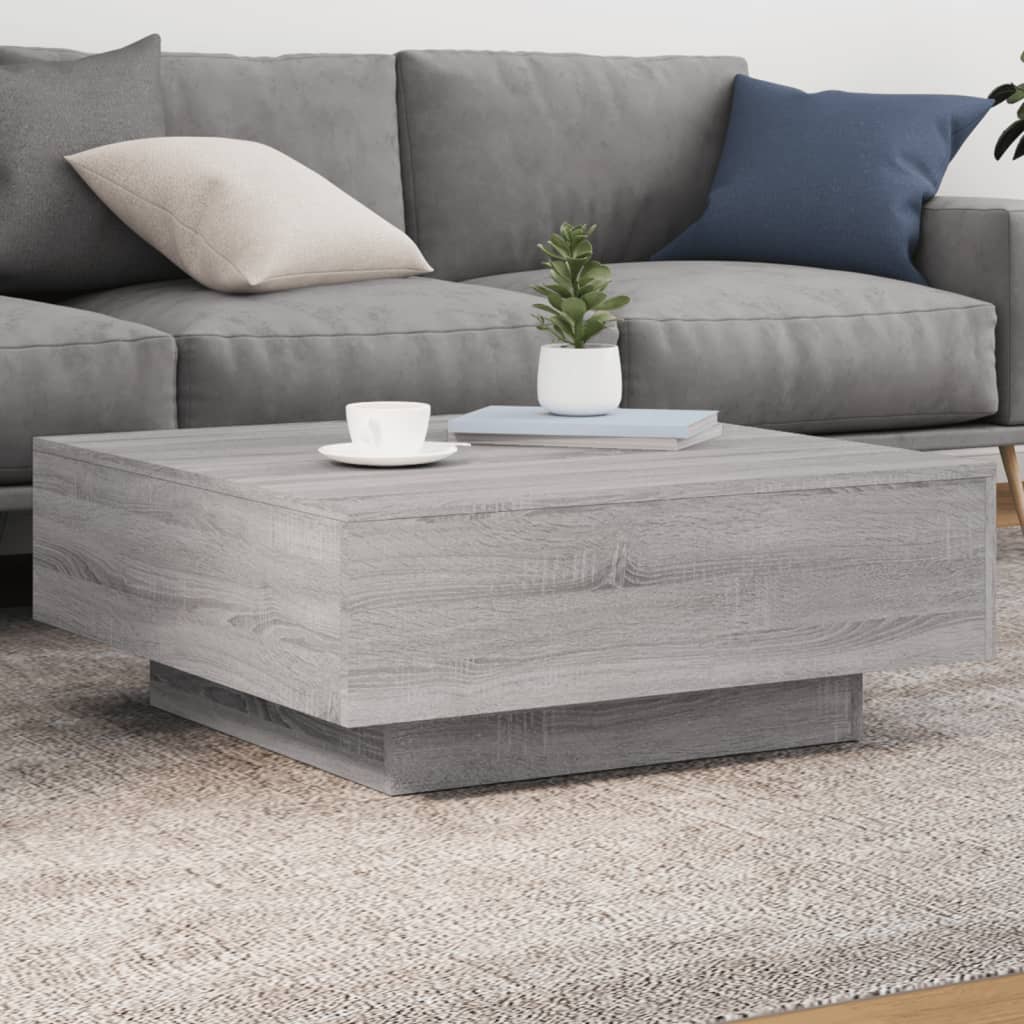 vidaXL sofabord 80x80x31 cm konstrueret træ grå sonoma-eg