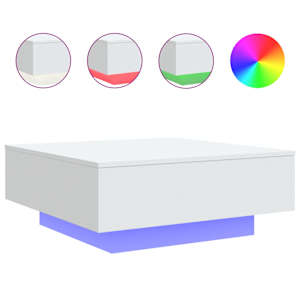 Konferenční stolek s LED osvětlením bílý 80 x 80 x 31 cm - obrázek 2