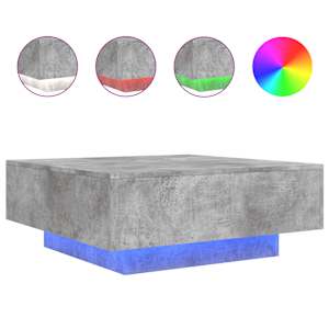 Konferenční stolek s LED osvětlením betonově šedý 80x80x31 cm - obrázek 2