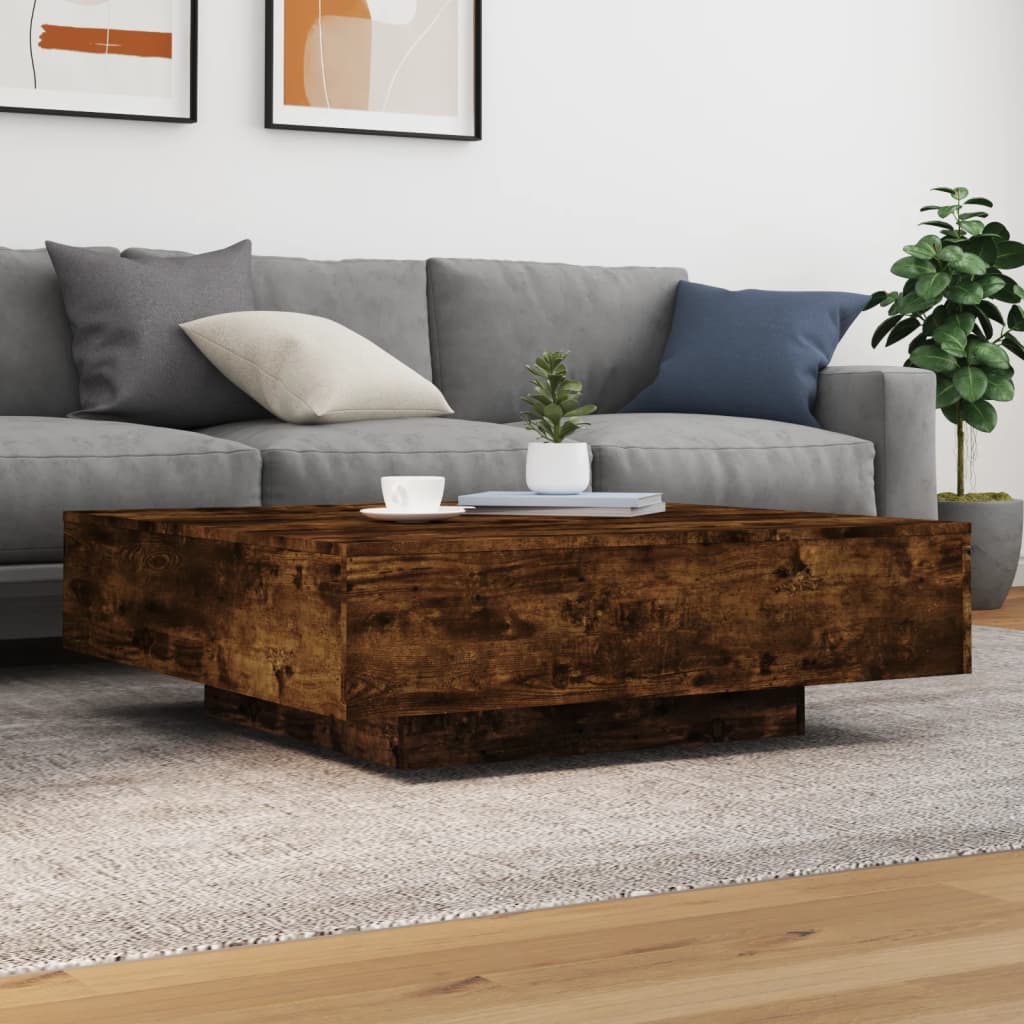 vidaXL Salontafel 100x100x31 cm bewerkt hout gerookt eikenkleurig afbeelding