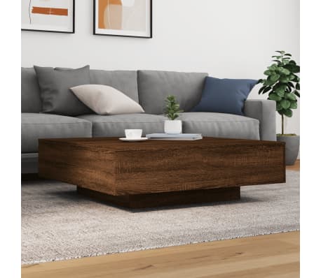vidaXL Table basse ch&ecirc;ne marron 100x100x31 cm bois d'ing&eacute;nierie