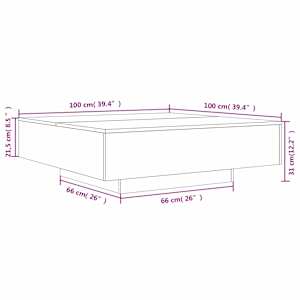 Konferenční stolek s LED osvětlením bílý 100 x 100 x 31 cm - obrázek 14