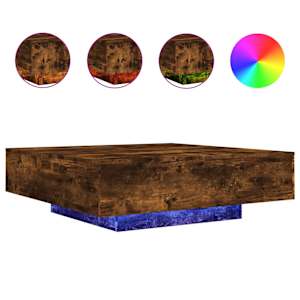 Konferenční stolek s LED osvětlením kouřový dub 100x100x31 cm - obrázek 2