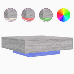 Konferenční stolek s LED osvětlením šedý sonoma 100x100x31 cm - obrázek 2