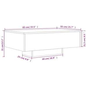 Konferenční stolek s LED osvětlením bílý 85 x 55 x 31 cm - obrázek 14
