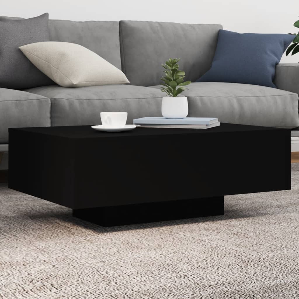 vidaXL Couchtisch mit LED-Leuchten Schwarz 85x55x31 cm