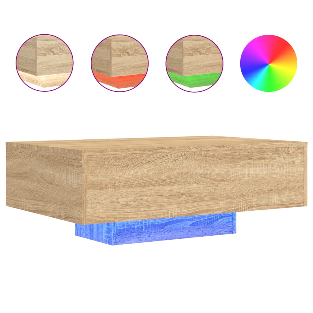 vidaXL Konferenční stolek s LED osvětlením dub sonoma 85 x 55 x 31 cm
