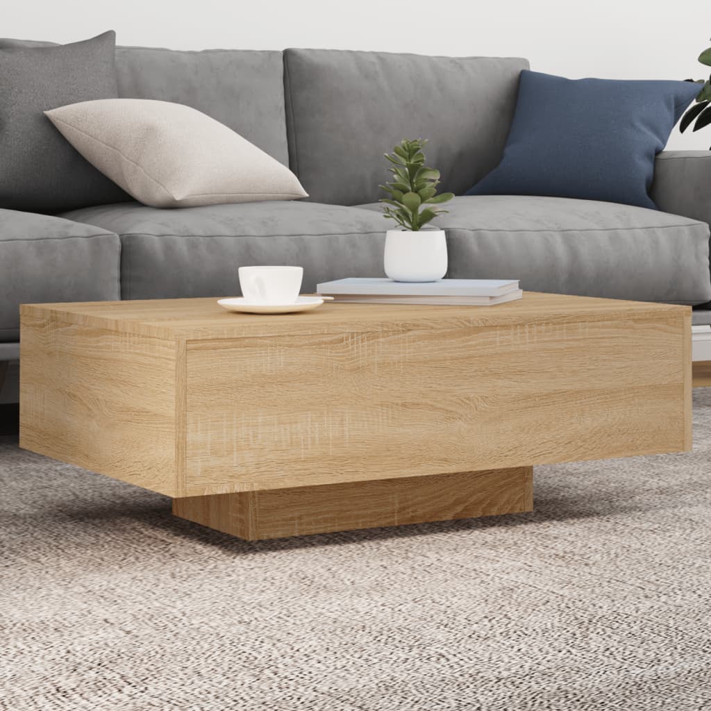 vidaXL sofabord med LED-lys 85x55x31 cm sonoma-eg