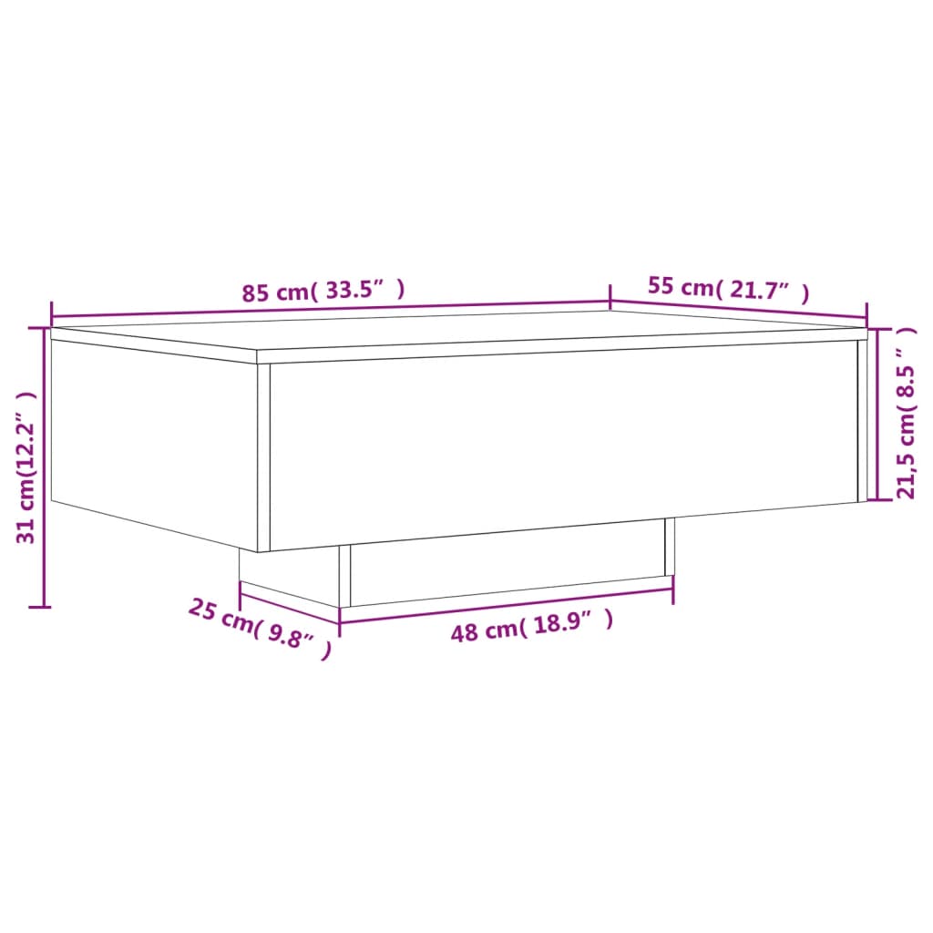 Konferenční stolek s LED osvětlením betonově šedý 85x55x31 cm - obrázek 14