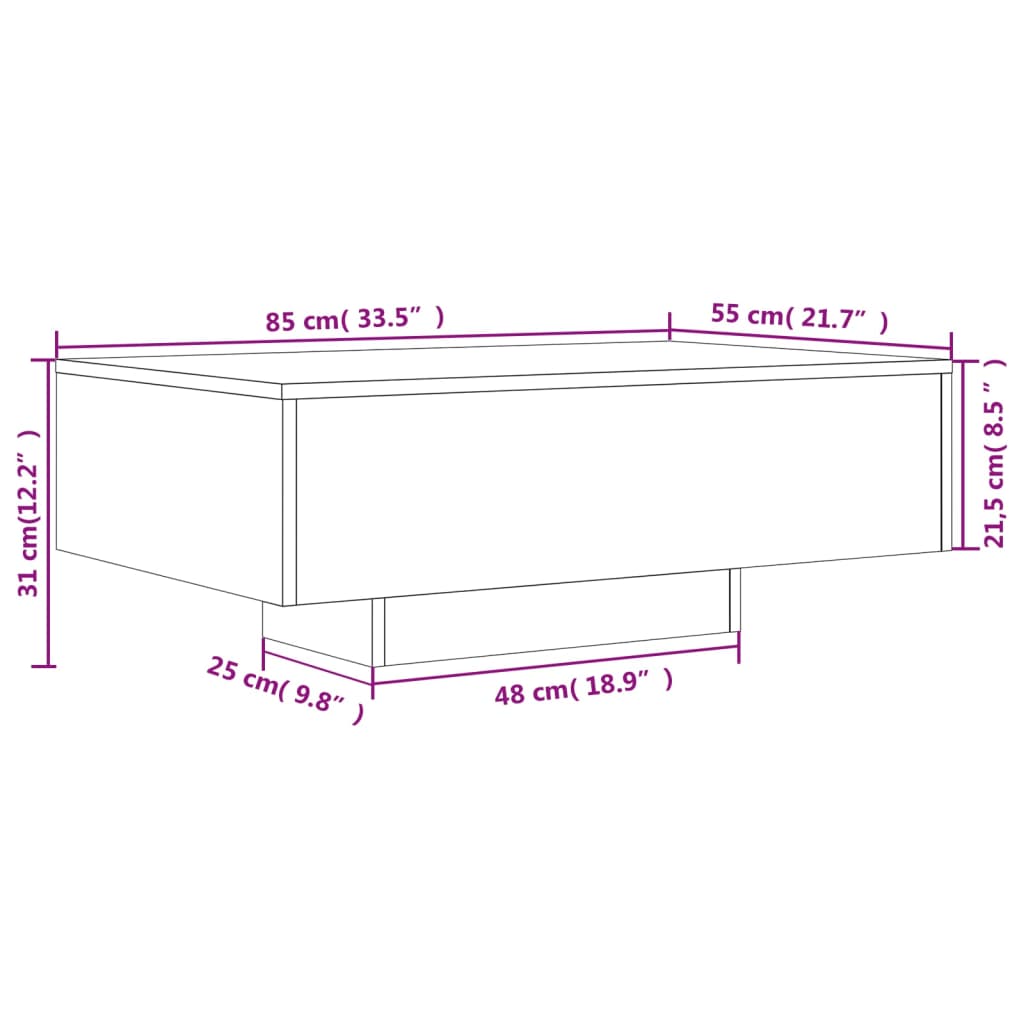Konferenční stolek s LED osvětlením šedý sonoma 85 x 55 x 31 cm - obrázek 14