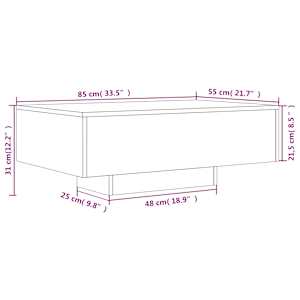 Konferenční stolek s LED osvětlením hnědý dub 85 x 55 x 31 cm - obrázek 14