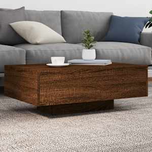 Konferenční stolek s LED osvětlením hnědý dub 85 x 55 x 31 cm - obrázek 1