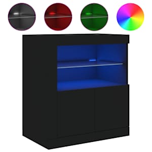 Příborník s LED osvětlením černý 60,5 x 37 x 67 cm - obrázek 2