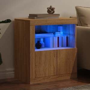 Příborník s LED osvětlením dub sonoma 60,5 x 37 x 67 cm - obrázek 4
