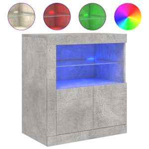 Příborník s LED osvětlením betonově šedý 60,5 x 37 x 67 cm - obrázek 2