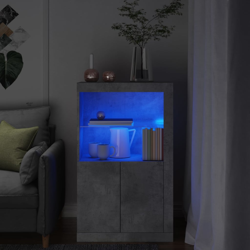  Side Cabinet with LED Lights Storage Sideboard Cupboard Engineered Wood vidaXL