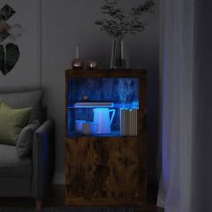 Odkládací skříňka s LED osvětlením kouřový dub kompozitní dřevo - obrázek 1