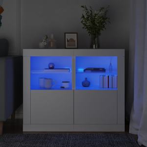 Odkládací skříňky s LED osvětlením 2 ks bílé kompozitní dřevo - obrázek 1