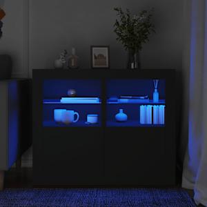 Odkládací skříňky s LED osvětlením 2 ks černé kompozitní dřevo - obrázek 1